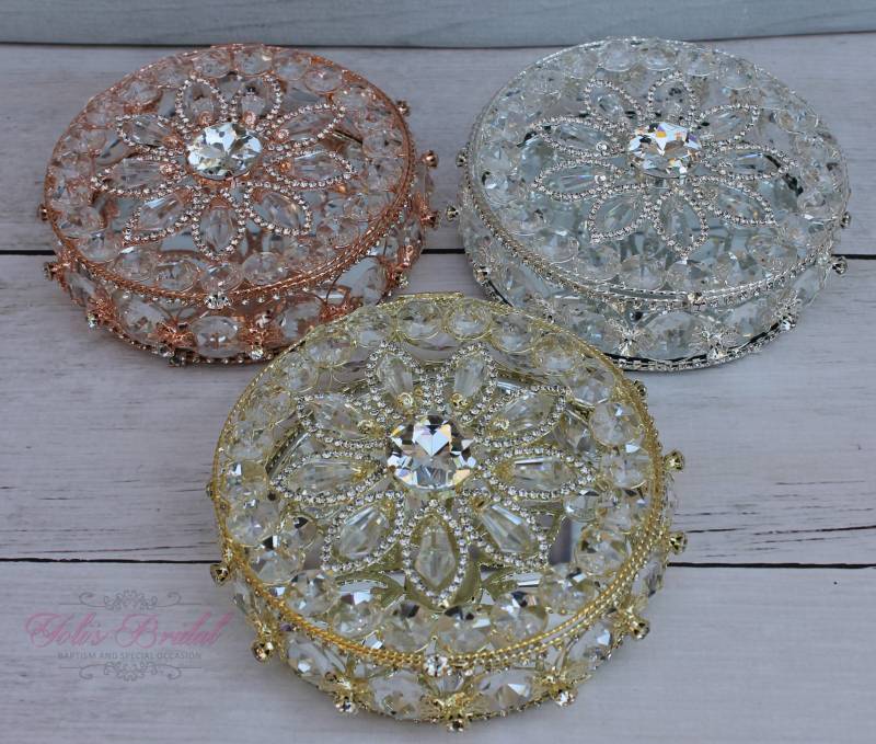 Schneller Versand Schöne Schmuckschatulle, Hochzeit Ring Box, Runde Geformte Funkelnde Hochzeitsgeschenk, Brautschmuckschatulle, Mutter von YolisBridal