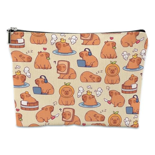 Capybara Kosmetiktasche Damen, niedliche Make Up Tasche mit Reißverschluss, Kulturtasche Mädchen aus Wasserdicht Stoff, Doppelseitig Druckte Tasche als Capybara Sachen Geschenke für Frauen von Yoljun