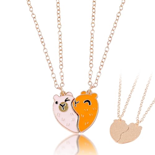 Yoljun 2 Stück Capybara Freundschaftskette, BFF Ketten für 2 mit Capybara Anhänger Magnetverschluss, Mädchen Sachen Beste Freundinnen Geschenk für Freundin oder Schwestern von Yoljun