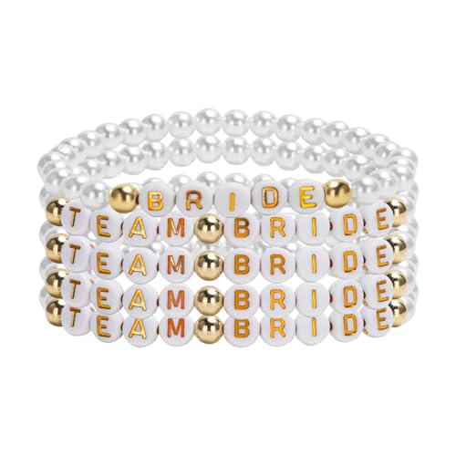 Yoljun 5 Stück Team Braut Armbänder, JGA Accessoires Frauen, Jga Armbänder Frauen Hochzeit Freundin Geschenk Party Schmuck Set Für Brautjungfern von Yoljun