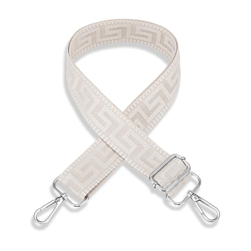 Yoljun Handtaschengurt, Verstellbarer 3.8cm Schulterriemen Off-White Taschengurt mit Silber Karabiner, Bequemer Taschenriemen zum Wechseln mit Zubehör, Langlebiges Taschenband für Umhängetasche Damen von Yoljun