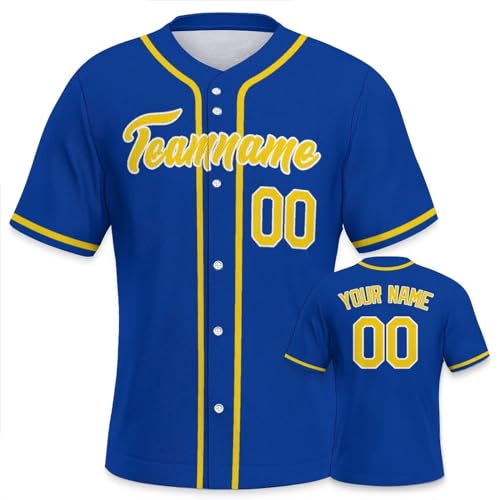 Personalisiertes Baseball Trikots Stitched/Printed für Herren Jugendliche Kinder Button Down Shirts mit Namen Nummer Hip Hop Party Baseball Jersey von Yolovi