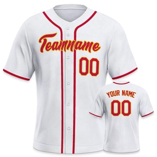 Personalisiertes Baseball Trikots Stitched/Printed für Herren Jugendliche Kinder Button Down Shirts mit Namen Nummer Hip Hop Party Baseball Jersey von Yolovi