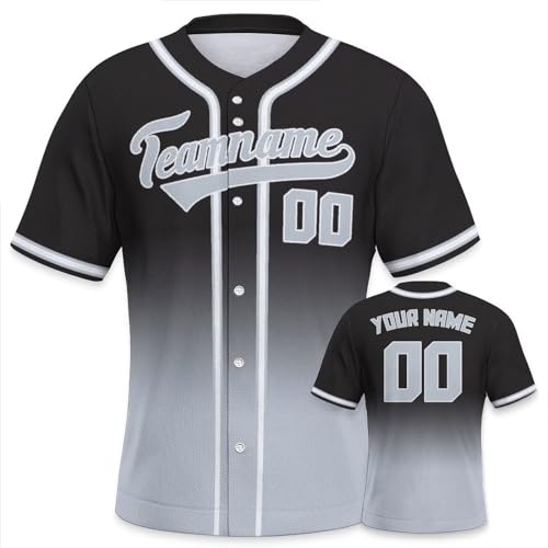 Personalisiertes Gradient Baseball Trikots Stickerei or Druck mit Namen Nummer Hip Hop Party Baseball Shirts Teams Jersey für Herren Jugendliche Kinder Gift von Yolovi