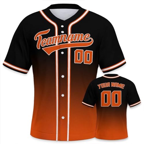 Personalisiertes Gradient Baseball Trikots Stickerei or Druck mit Namen Nummer Hip Hop Party Baseball Shirts Teams Jersey für Herren Jugendliche Kinder Gift von Yolovi