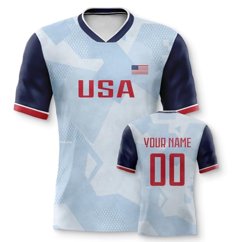 Usa Personalisiertes Fussball Trikot 3D Druck Football Shirt mit Ihrem Namen und Nummer Hip Hop Football Jersey für Herren Damen Kinder von Yolovi