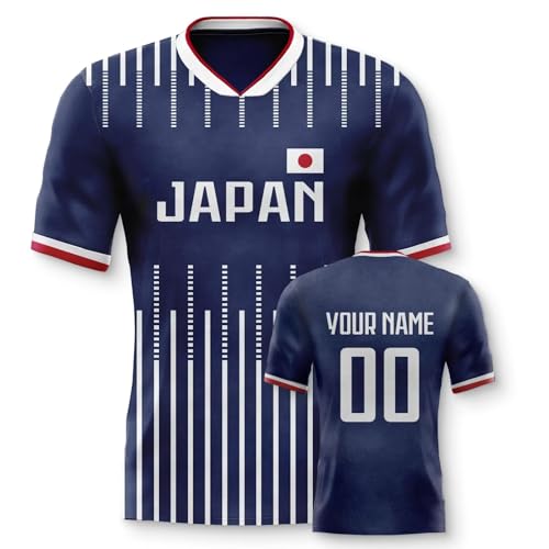 Yolovi Japan Personalisiertes Fussball Trikot 3D Druck Football Shirt mit Ihrem Namen und Nummer Hip Hop Football Jersey für Herren Damen Kinder, Small-6X-Large von Yolovi