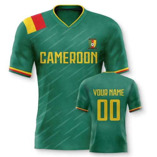 Yolovi Kamerun Personalisiertes Fussball Trikot 3D Druck Football Shirt mit Ihrem Namen und Nummer Hip Hop Football Jersey für Herren Damen Kinder, Small-6X-Large von Yolovi
