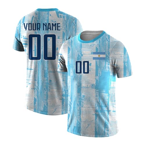 Yolovi Personalisiertes fussballtrikot mit Namen Nummer Drucken Nationalflagge Sport Casual Trikots Fussballshirts für Herren Damen Jugendliche von Yolovi