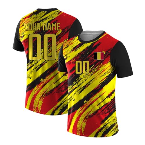 Yolovi Personalisiertes fussballtrikot mit Namen Nummer Drucken Nationalflagge Sport Casual Trikots Fussballshirts für Herren Damen Jugendliche von Yolovi