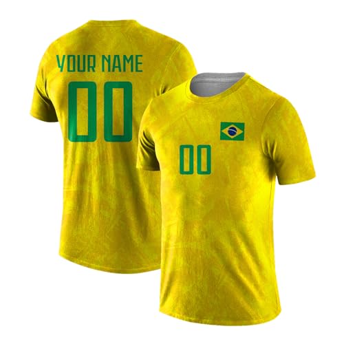 Yolovi Personalisiertes fussballtrikot mit Namen Nummer Drucken Nationalflagge Sport Casual Trikots Fussballshirts für Herren Damen Jugendliche von Yolovi