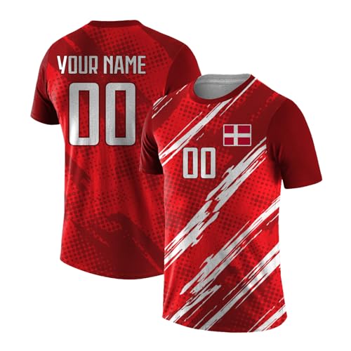 Yolovi Personalisiertes fussballtrikot mit Namen Nummer Drucken Nationalflagge Sport Casual Trikots Fussballshirts für Herren Damen Jugendliche von Yolovi