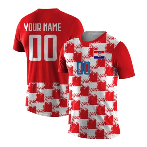 Yolovi Personalisiertes fussballtrikot mit Namen Nummer Drucken Nationalflagge Sport Casual Trikots Fussballshirts für Herren Damen Jugendliche von Yolovi