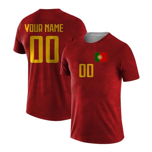 Yolovi Personalisiertes fussballtrikot mit Namen Nummer Drucken Nationalflagge Sport Casual Trikots Fussballshirts für Herren Damen Jugendliche von Yolovi