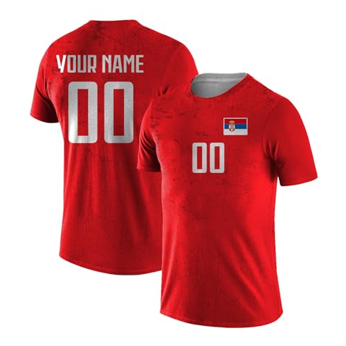 Yolovi Personalisiertes fussballtrikot mit Namen Nummer Drucken Nationalflagge Sport Casual Trikots Fussballshirts für Herren Damen Jugendliche von Yolovi