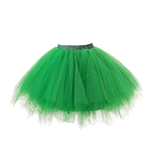 Damen Tüllrock tütü Rock Ballett Tanzkleid Tulle Unterkleid Petticoat Tutu Cosplay für Karneval Kostüm (Grün) von Yolyoo