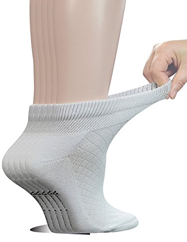 Yomandamor 5 Paar Damen Socken Baumwolle Sneaker Socken Ohne Gummi Ohne Naht Weiß von Yomandamor