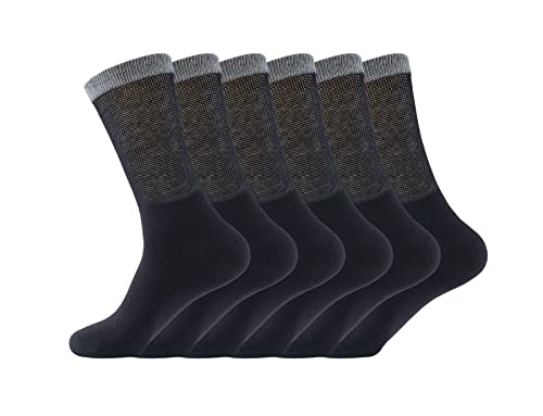 Yomandamor 6 Paar Herrensocken Extra Weit Business Bambus Socken Ohne Gummibund Schwarz von Yomandamor