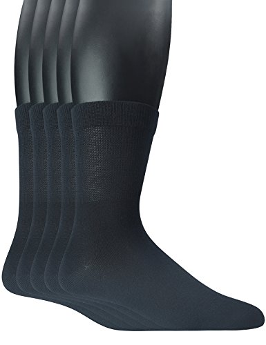 Yomandamor Herren 5 paar bambus quarter diabetic/kleid-socken mit seamless toe und unverbindlicher top groß (socke größe: 10-13) 5 paar schwarz von Yomandamor