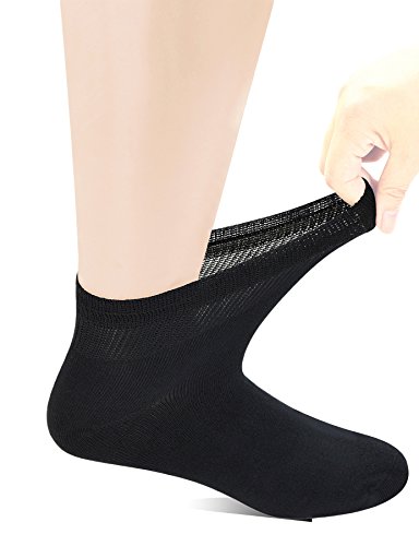 Yomandamor Herren Bambus DiabetikerSocken/Gesundheitssocken,6 Paar (Pures Schwarz, 38/46) von Yomandamor