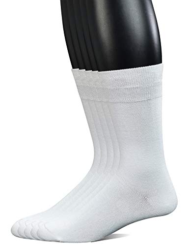 Yomandamor Herren-Socken aus Bambus, extra breites Oberteil, 5 Paar - Weiß - Large (Sockengröße: 10-13) US von Yomandamor