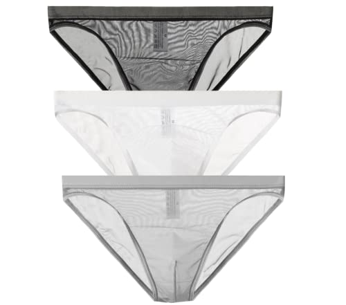 Yomie Herren Slips Atmungsaktiv Mesh Slips Briefs Transparente Dünne NiedrigeErotik Atmungsaktive Nackte Slips Unterhose von Yomie