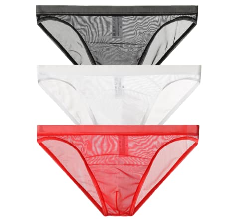 Yomie Herren Slips Atmungsaktiv Mesh Slips Briefs Transparente Dünne NiedrigeErotik Atmungsaktive Nackte Slips Unterhose von Yomie