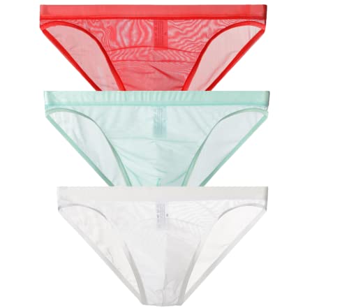 Yomie Herren Slips Atmungsaktiv Mesh Slips Briefs Transparente Dünne NiedrigeErotik Atmungsaktive Nackte Slips Unterhose von Yomie