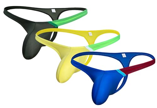 Yomie Herren-Strings Low Waisted Kontrastfarben Strings Big Pough Bikini Unterwäsche für Männer von Yomie