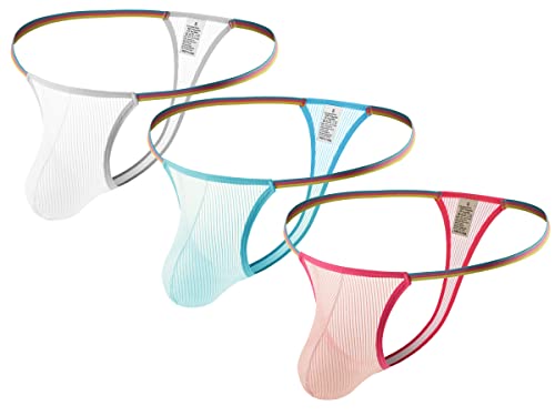 Yomie Herren Ultra-dünner transparenter sexy String Low Rise Perspective gestreifter String für Männer von Yomie