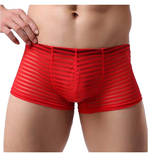 Yomie Herren Unterwäsche Nahtlose Elastizität Garn Netz Streifen Underpantshorts Bequeme Atmungsaktive Boxershorts Ultradünne Eis Seide Breathable Transparente Unterhose von Yomie