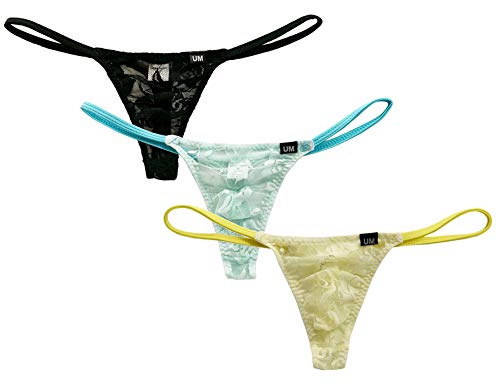 Yomie Männer Spitzen G-String Thong Transparente Unterwäsche Low Rise Bikini Slips T-Back Pouch Tanga Briefs Herren Unterhose