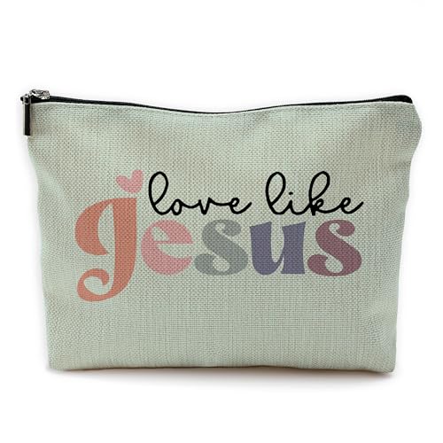 Christliche Make-up-Tasche, christliches Geschenk für Damen, Love Like Jesus, Grün von Yomisex