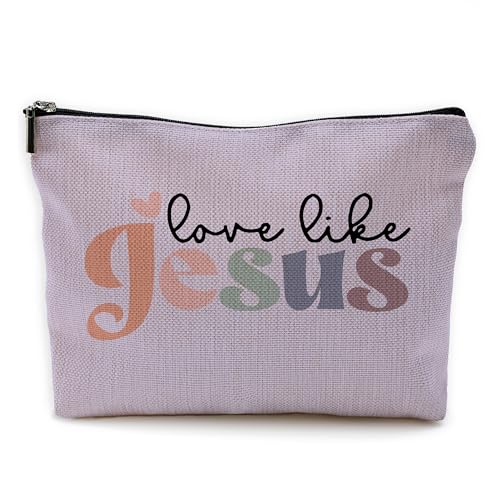 Christliche Make-up-Tasche, christliches Geschenk für Damen, Love Like Jesus, Violett Christliche Make-up-Tasche, christliches Geschenk für Damen, Love Like Jesus, Violett von Yomisex