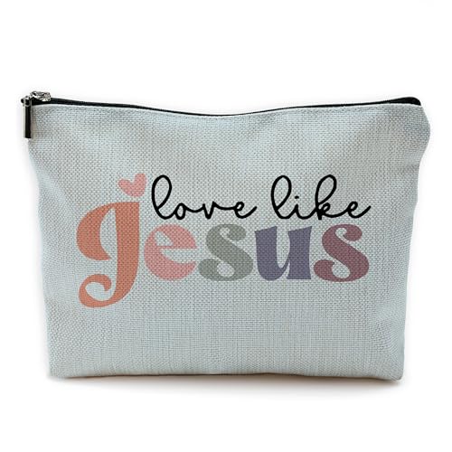 Christliche Make-up-Tasche, christliches Geschenk für Damen, Love Like Jesus - Blau Christliche Make-up-Tasche, christliches Geschenk für Damen, Love Like Jesus - Blau von Yomisex