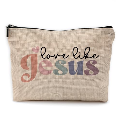 Christliche Make-up-Tasche, christliches Geschenk für Damen, Love Like Jesus – Cremefarben Christliche Make-up-Tasche, christliches Geschenk für Damen, Love Like Jesus – Cremefarben von Yomisex