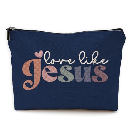 Christliche Make-up-Tasche, christliches Geschenk für Damen, Love Like Jesus - Dunkelblau Christliche Make-up-Tasche, christliches Geschenk für Damen, Love Like Jesus - Dunkelblau von Yomisex