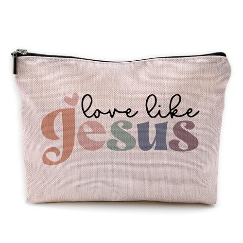 Christliche Make-up-Tasche, christliches Geschenk für Damen, Love Like Jesus – Rosa von Yomisex