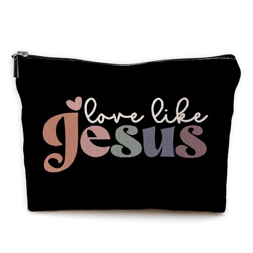 Christliche Make-up-Tasche, christliches Geschenk für Damen, Love Like Jesus - Schwarz 02 Christliche Make-up-Tasche, christliches Geschenk für Damen, Love Like Jesus - Schwarz 02 von Yomisex