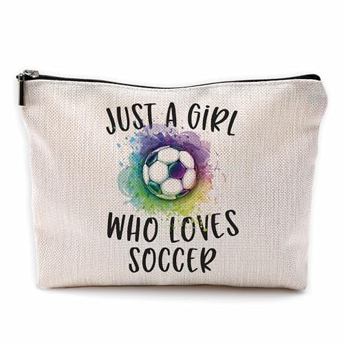 Yomisex Peace Love Fußball-Make-up-Tasche, Fußball-Geschenke, Fußball-Geschenke, Fußball-Mutter, Fußballsachen für Mädchen, 17,8 x 25,4 cm Make-up-Tasche, Beige-d von Yomisex