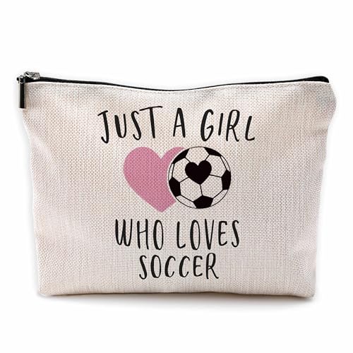 Yomisex Peace Love Fußball-Make-up-Tasche, Fußball-Geschenke, Fußball-Geschenke, Fußball-Mutter, Fußballsachen für Mädchen, 17,8 x 25,4 cm Make-up-Tasche, Beige-f von Yomisex