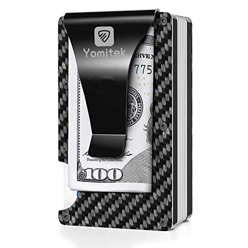 Yomitek Carbon Fiber Minimalist Wallet, Business Card Holder Billfolds, RFID Blocking Anti Theft Aluminum Metal Wallet for... von Yomitek