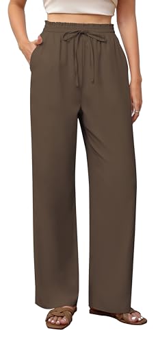 Yommay Damen Hose Business Elegante Leicht Anzughose Locker Casual Dehnbar Hohe Taille Weites Bein Hosen mit Tasche,Kaffee,M Yommay Damen Hose Business Elegante Leicht Anzughose Locker Casual Dehnbar Hohe Taille Weites Bein Hosen mit Tasche,Kaffee,M von Yommay