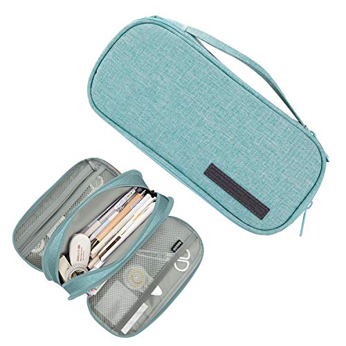 Yommie Federmäppchen Vintage Mäppchen aus Canvas Federtasche 3 Fächer Single Etui XXL Federmappe Stiftemäppchen Organizer Für Teenager Jungen Mädchen Grün von Yommie