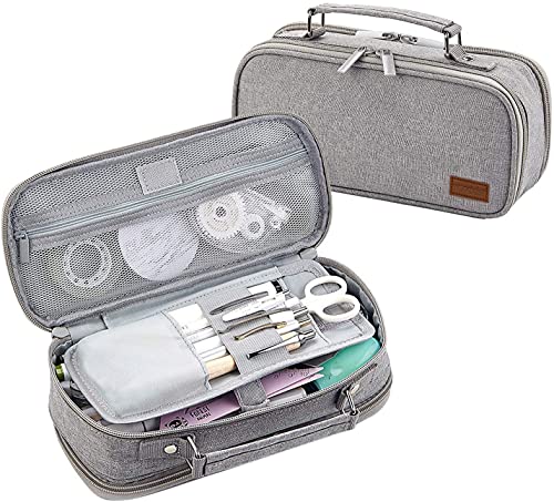 Yommie FedermäppchenMädchen Federtasche Groß Federmappe 2 Fach Etui MäppchenMädchen Teenager federtaschen Jungen Federpenal Schlamperetui Organizer fürSchule Arbeit Uni Grau von Yommie