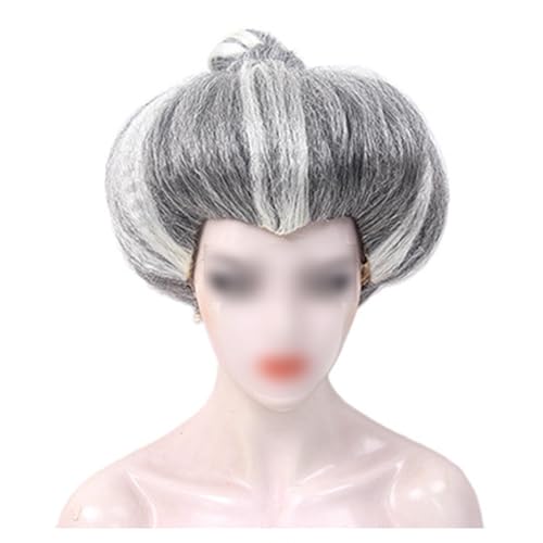 1pcs Bun Is Cos Graue Kopfbedeckung Haarstück Kopfdecke 12 -zoll -toupe für Halloween Kostüm Daily Life Cosplay Party Stiefmutter von YonYeHong