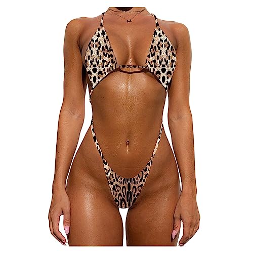 Frauen Bikini Solid Color Badeanzug Tanga Spaghetti Gurt Badebode Beach Urlaub von YonYeHong