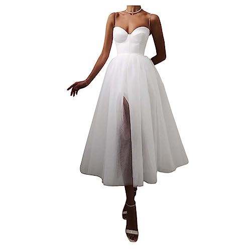 Frauen Hochzeitskleid Gegen Neck Abend Promkleider Spaghetti-träger Spitze A-line-Brautkleider von YonYeHong