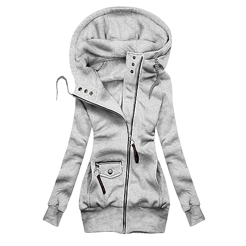 Frauen Hoodie Solid Color Sweatshirt Top Full Reißverschluss Tops Langarm Hoodies Treffer Tasche von YonYeHong