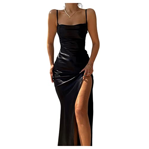 YonYeHong Frauen Abendkleid Feste Farbspaghetti -Gurt Schlupfkleid Sace Casual Cocktail Party Kleid von YonYeHong